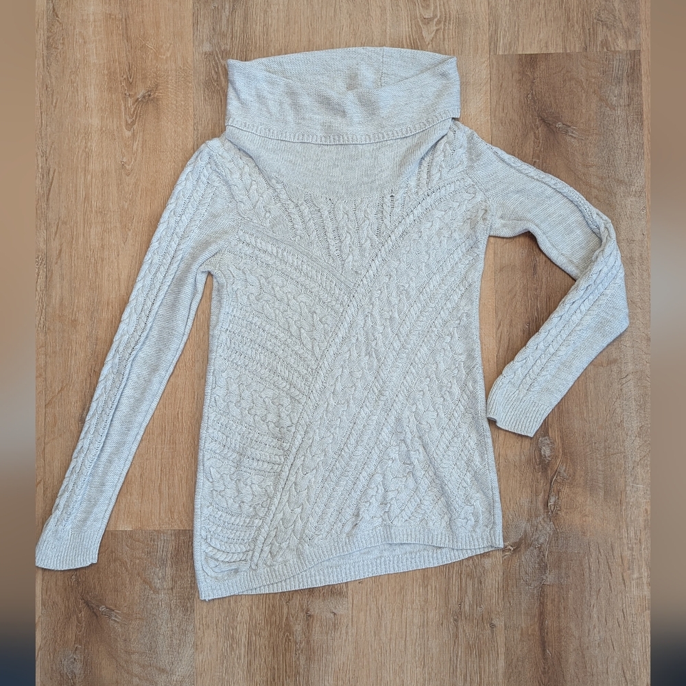 Motherhood Light Gray Cowl Neck Knit Sweater Medium